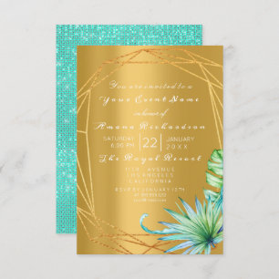 Birthday Bridal Palm Mint Aqua Tropic Lijst Gold Kaart