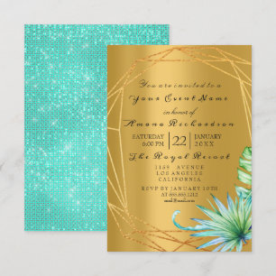 Birthday Bridal Palm Mint Aqua Tropic Monstera Gol Kaart