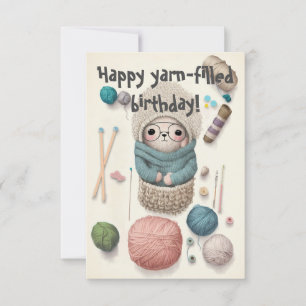 Birthday Briefkaart Crochet Lover Illustratie Fun