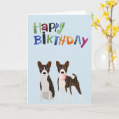 Birthday Brindle Basenji Dog Animal Bubble Gum Kaart (Gele Bloem)