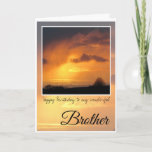 Birthday Brother, Bright Sun Behind Storm Clouds Kaart<br><div class="desc">Happy Birthday Brother. Deep orange sun glowing behind dark,  wispy storm clouds. Text says: Happy Birthday to my wonderful Brother. Inside card is blank.</div>