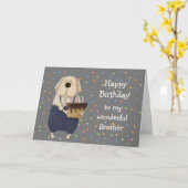 Birthday Brother Cute Dog Watercolor Card Kaart (Gele Bloem)