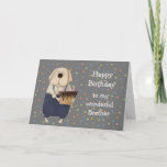 Birthday Brother Cute Dog Watercolor Card Kaart<br><div class="desc">Birthday Brother Cute Dog Watercolor Cartoon Animal Art.   Let him know how much you love and appreciate him</div>
