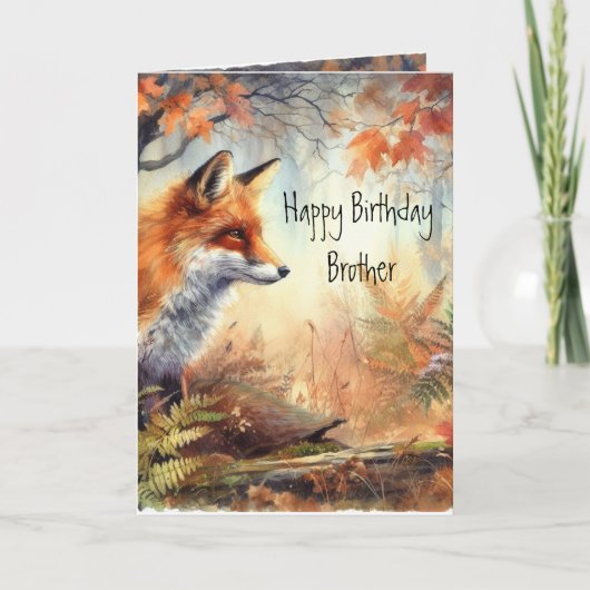 Birthday Brother Fox Forest Wildlife Animals Art Kaart (Voorkant)