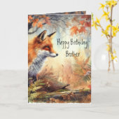Birthday Brother Fox Forest Wildlife Animals Art Kaart (Gele Bloem)