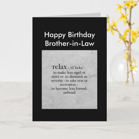Birthday Brother-in-Law definition Relax Humor Kaart (Gele Bloem)