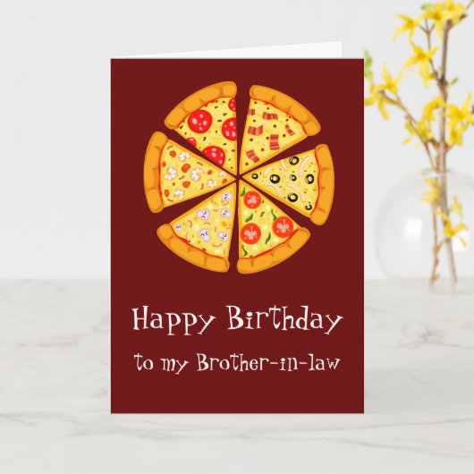 Birthday Brother-in-law Pizza too Cheesy Card Kaart (Gele Bloem)