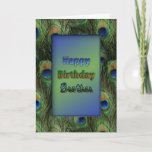 BIRTHDAY - BROTHER - PEACOCK FEATHERS KAART<br><div class="desc">ZIE ANDERE BIRTHDAY-KAARTEN HETZELFDE ONTWERP - OOK INVITATIES</div>