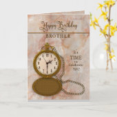 Birthday Brother Pocket Watch and Chain Kaart (Gele Bloem)