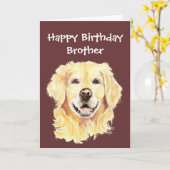Birthday Brother Waterverf Golden Retriever Dog Kaart (Gele Bloem)