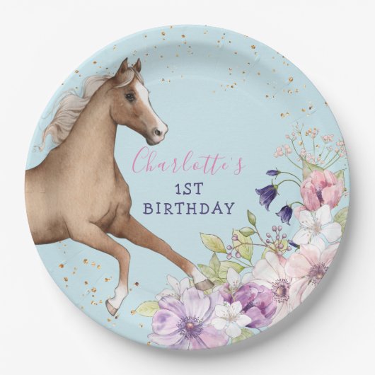 Birthday Brown Horse Paper Borden Papieren Bordje (Voorkant)