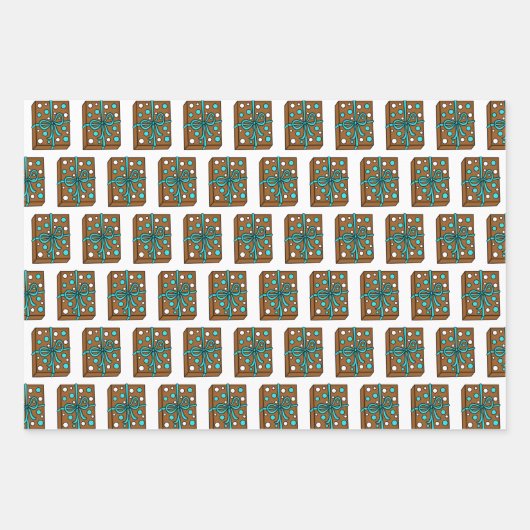 Birthday bruine en Blauwgroen chocolade Cake Inpakpapier Vel (Voorkant 3)