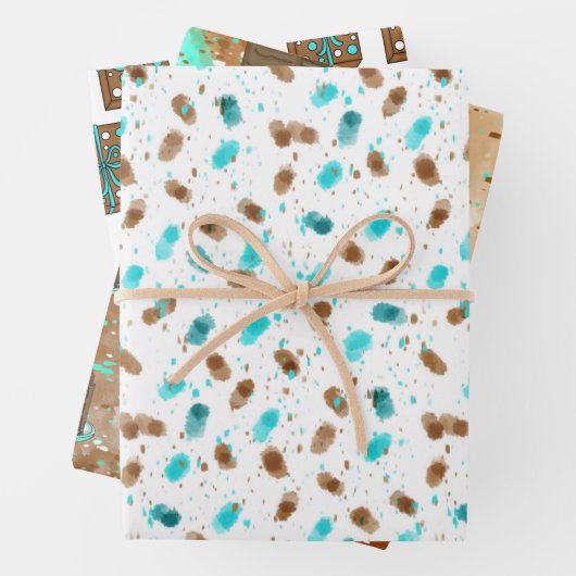 Birthday bruine en Blauwgroen chocolade Cake Inpakpapier Vel (In situ)