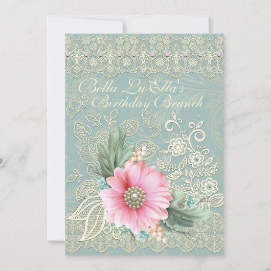 Birthday Brunch Moederdag Luncheon Invitations Kaart (Achterkant)