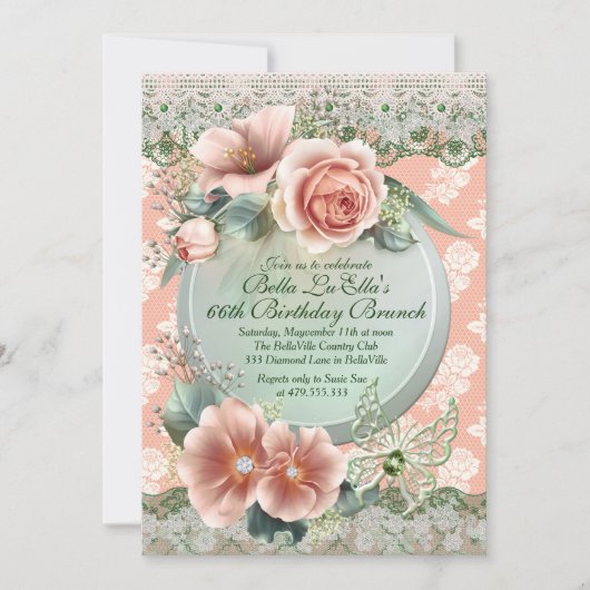 Birthday Brunch Moederdag Luncheon Invitations Kaart (Voorkant)