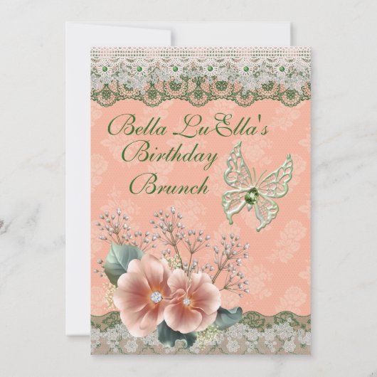 Birthday Brunch Moederdag Luncheon Invitations Kaart (Achterkant)