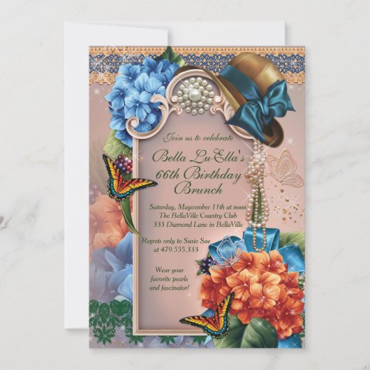 Birthday Brunch Moederdag Luncheon Invitations Kaart (Voorkant)