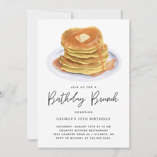 Birthday Brunch Pancakes Party Kaart (Voorkant)