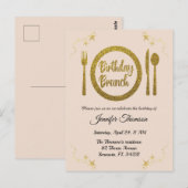 Birthday brunch-uitnodiging briefkaart (Voorkant / Achterkant)