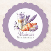 Birthday Brunch Waterverf Macarons en Croissant Kartonnen Onderzetters (Voorkant)