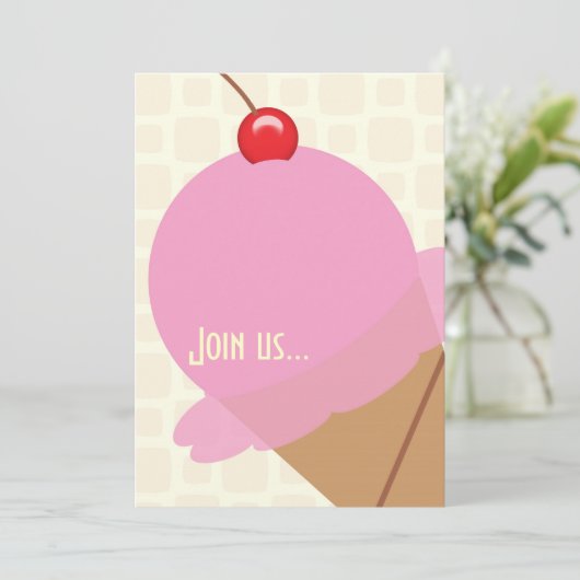 Birthday bubble gum ice party kaart (Staand voorkant)