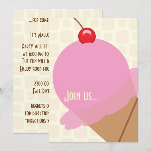 Birthday bubble gum ice party kaart (Voorkant / Achterkant)