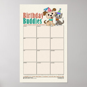 Birthday Buddies [herinnering aan verjaardagen] Poster
