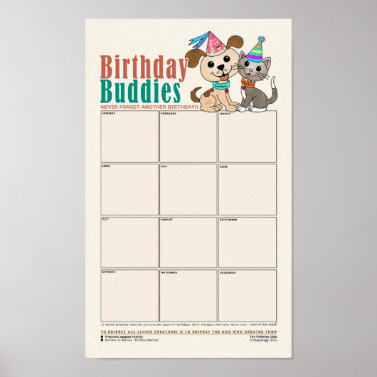 Birthday Buddies [herinnering aan verjaardagen] Poster (Voorkant)