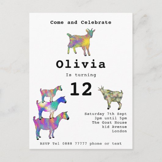 Birthday-budget voor geitenmeisjes uitnodiging briefkaart (Voorkant)