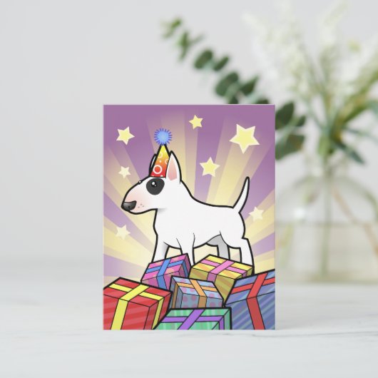 Birthday Bull Terrier Briefkaart (Staand voorkant)