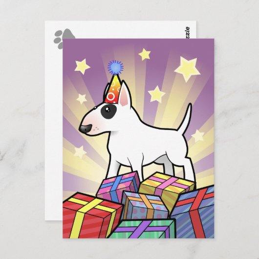 Birthday Bull Terrier Briefkaart (Voorkant / Achterkant)