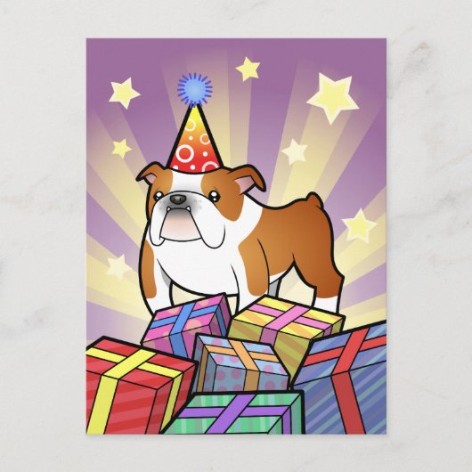 Birthday Bulldog Briefkaart (Voorkant)