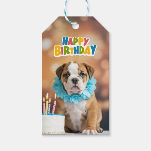 Birthday Bulldog Cadeaulabel (Voorkant)