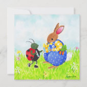 Birthday bunny and bug-uitnodiging kaart (Voorkant)