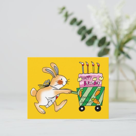 Birthday Bunny Cake Briefkaart (Staand voorkant)