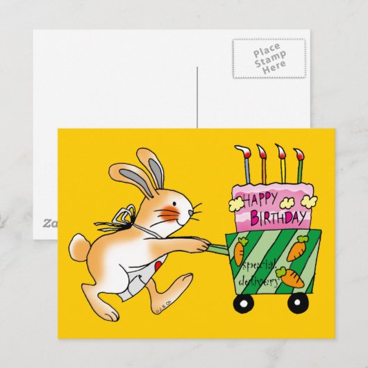 Birthday Bunny Cake Briefkaart (Voorkant / Achterkant)