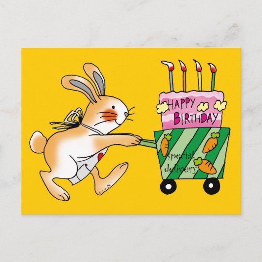 Birthday Bunny Cake Briefkaart (Voorkant)