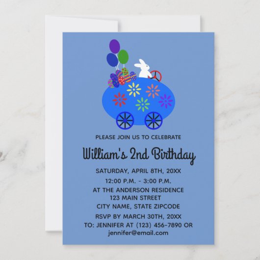 Birthday Bunny Egg #3-2 Uitnodiging Kaart (Voorkant)