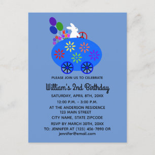 Birthday Bunny Egg Car #2 Uitnodiging Briefkaart