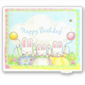 Birthday Bunny en Balonse Sticker (Voorkant)