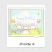 Birthday Bunny en Balonse Sticker (Vel)