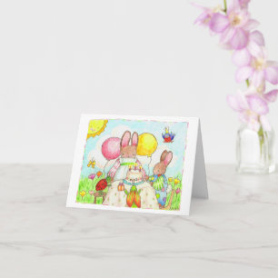 Birthday Bunny Gevouwen Wenskaart Kaart