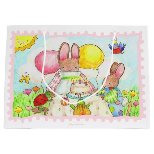 Birthday Bunny Gift Bag Groot Cadeauzakje (Voorkant)