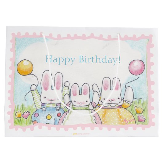 Birthday Bunny Gift Bag Groot Cadeauzakje (Achterkant)