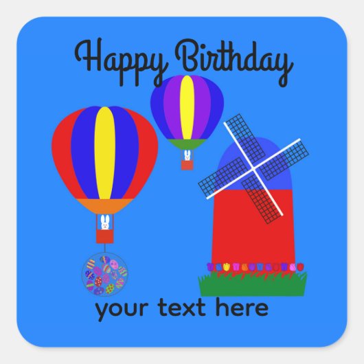 Birthday Bunny Hot Air ballon #1 Sticker (Voorkant)