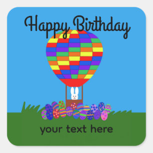 Birthday Bunny Hot Air ballon #2 Sticker