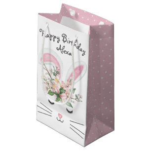 Birthday Bunny met Flowers Klein Cadeauzakje