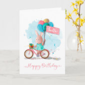 Birthday Bunny met Kaart van Banner en Balloons (Gele Bloem)