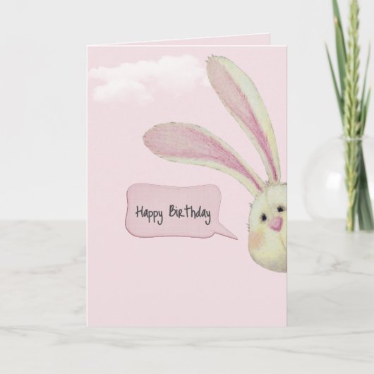 Birthday Bunny op roze Kaart (Voorkant)