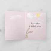 Birthday Bunny op roze Kaart (Binnen)